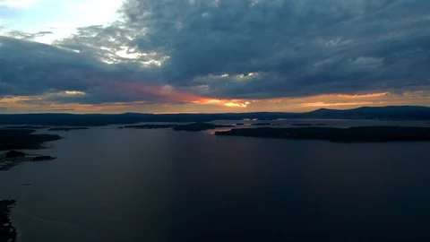 The flight of the drone over the sea in the evening at sunset. Stock Footage 104634631