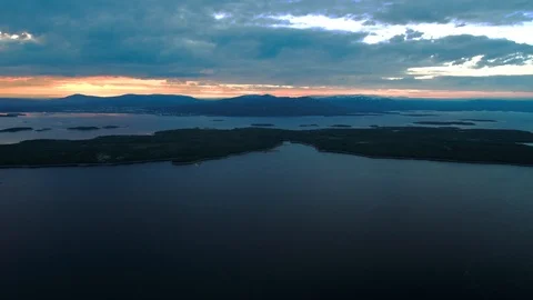 The flight of the drone over the sea in the evening at sunset. Stock-Footage 104634880