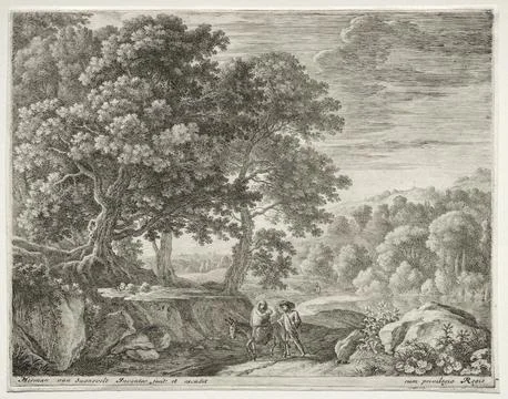 The Flight Into Egypt, c. 1652-1654. Herman van Swanevelt (Dutch, c. 1600-1.. Stock Illustration