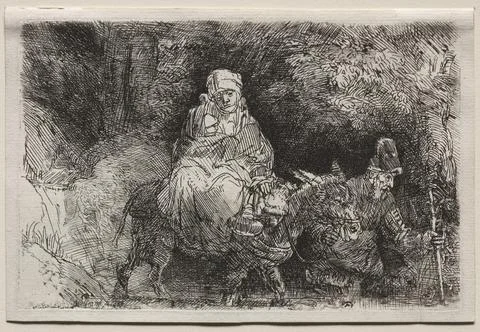 The Flight into Egypt: Crossing a Brook, 1654. Rembrandt van Rijn (Dutch, 1.. Illustration