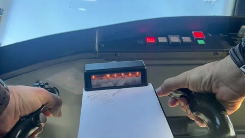 Flight emergency simulation  as seen by the pilot in a real modern jet Video stock 257430925