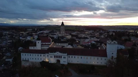 Flight in the evening over enns Stock Footage 320446502