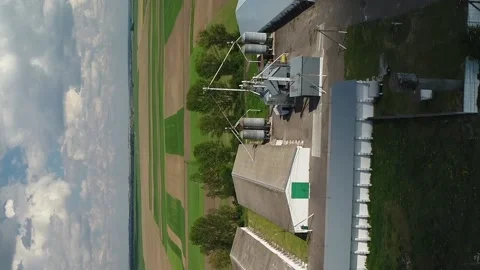 Flight to the farm buildings and elevator on a sunny day. Stock Footage 234221004