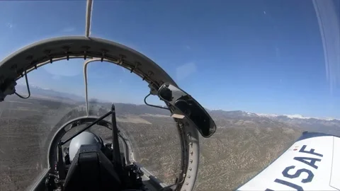 In-flight footage of U.S. Air Force pilot flying in tandem with T-6A Texan II Video stock 239057270