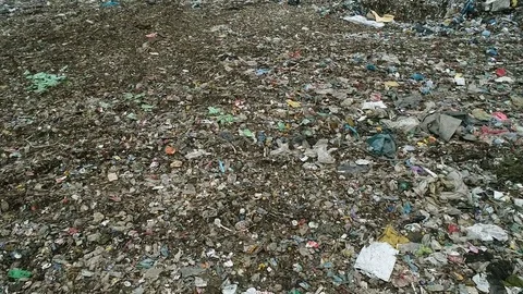 Flight forward over the landfill and garbage Stock Footage 80276730