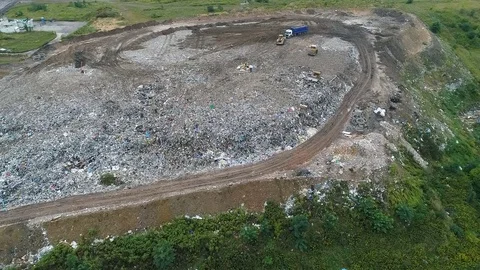 Flight forward over the landfill Stock Footage 80277642