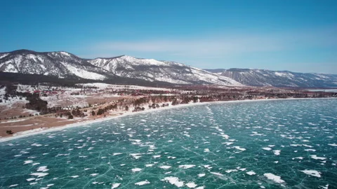 Flight to the frozen lake Stock Footage 333039966