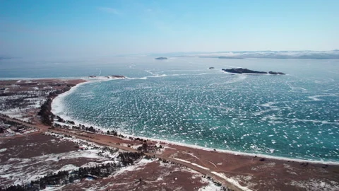 Flight to the frozen lake Stock Footage 334555801