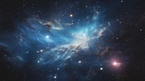 Flight to the galaxies. Comic background with nebulae and galaxies. Stock Footage 244924409