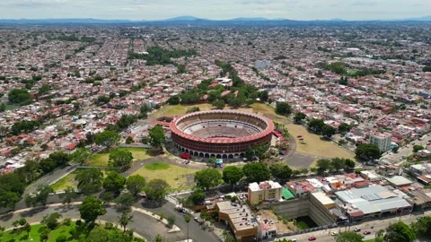 Flight to Glory: Drone Journey Towards Bullring Nuevo Progreso, Guadalajara Stock Footage 261702276