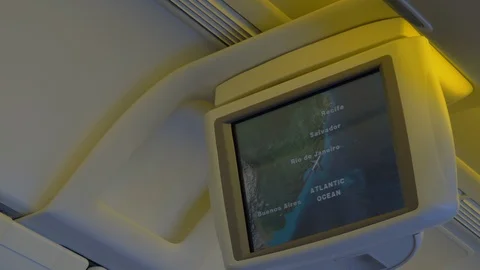 Flight going out from Buenos Aires Argentina. Flight information map on a Cab Video stock 112109089
