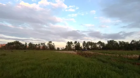 Flight in a green field on a fpv Stock Footage 196810107