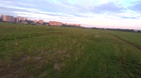 Flight in a green field on a fpv Stock Footage 196810109