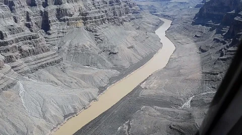Flight by helicopter inside the Grand Canyon in Arizona Stock Footage 36522045