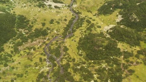 Flight High above the River in the High part of Pirin Mountain in Bulgaria Stock Footage 221043913