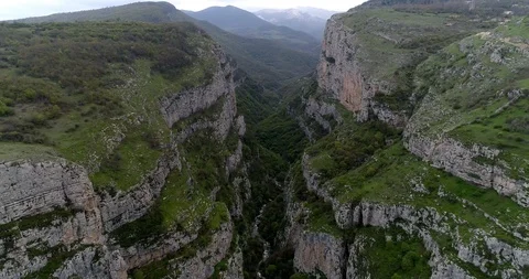 Flight in Hunot abyss Hell canyon. Shusha city above river Karkar 20465 10 2 Stock Footage 91666870