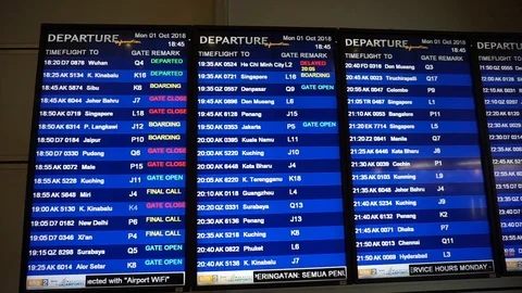 Flight information board Stock Footage 99294643