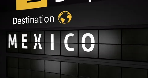 Flight information display board with the arrival city of Mexico Stock Footage 146777715