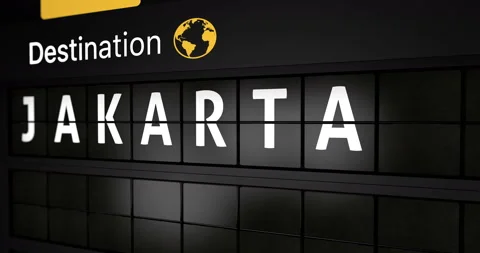 Flight information display board with the arrival city of  Jakarta Stock Footage 146777718