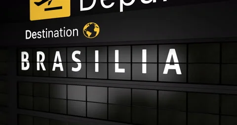 Flight information display board with the arrival city of Brasilia Stock Footage 146778143