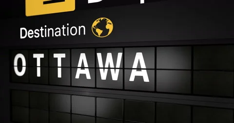 Flight information display board with the arrival city of Ottawa Stock Footage 146906237