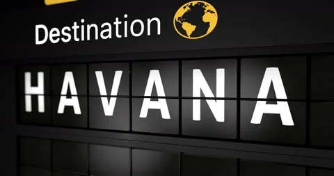 Flight information display board with the arrival city of Havana Stock Footage 146910430