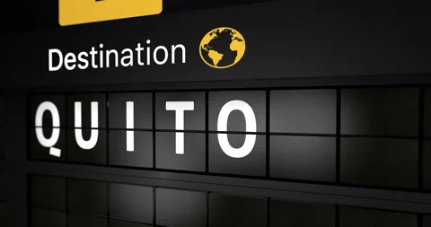 Flight information display board with the arrival city of Quito Stock Footage 147064244
