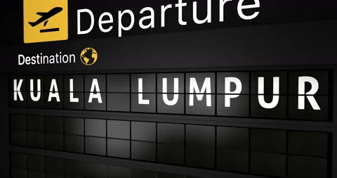 Flight information display board with the arrival city of Kuala Lumpur Stock Footage 147064351