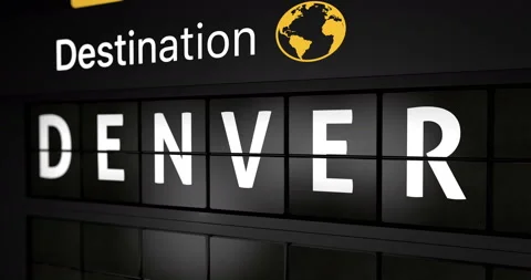 Flight information display board with the arrival city of Denver Stock Footage 148815787