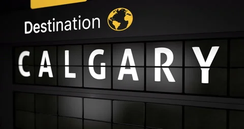 Flight information display board with the arrival city of Calgary Stock Footage 150089763