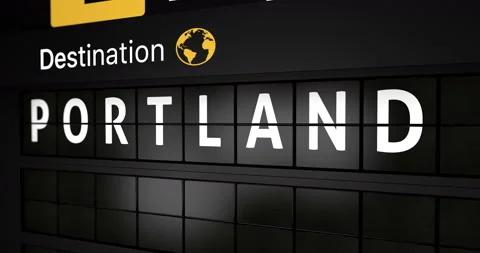 Flight information display board with the arrival city of Portland Stock Footage 150090089