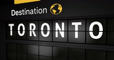 Flight information display board with the arrival city of Toronto Stock Footage 150090387