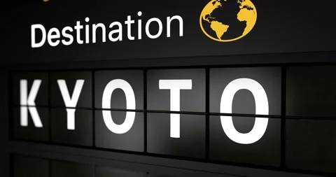 Flight information display board with the arrival city of Kyoto Stock Footage 150315560