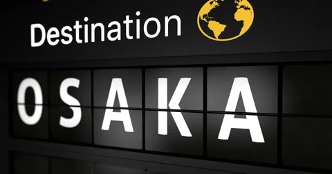 Flight information display board with the arrival city of Osaka Stock Footage 150315740