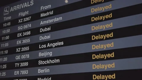 Flight Information Display System Delayed to Arriving 库存影片 144367154