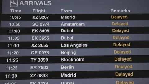 Flight Information Display System Delayed to Arriving 库存影片 144367156