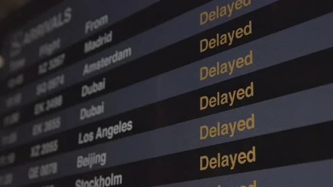 Flight Information Display System Delayed to Arriving 库存影片 144367158