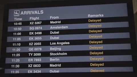 Flight Information Display System Delayed to Arriving 库存影片 144367164