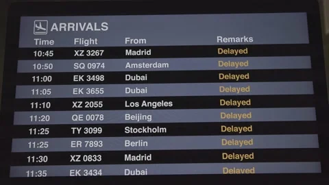 Flight Information Display System Delayed to Arriving 库存影片 144367165