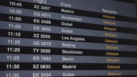 Flight Information Display System Delayed to Arriving 库存影片 144367166