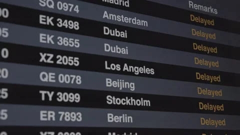 Flight Information Display System Delayed to Arriving 库存影片 144367168