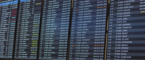 Flight information displayed on departure board, destination changing Stock Footage 130320343