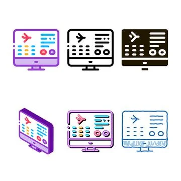 Flight information web site icon modern thin line vector Stock Illustration