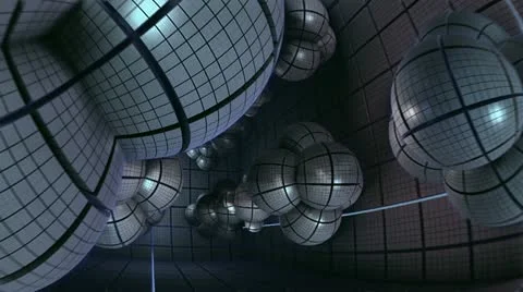 Flight inside alien complex spherical structures n1032B Stock Footage 12173095