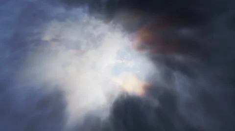 Flight inside tunnel of clouds. 3D rendered illustration. 스톡 사진