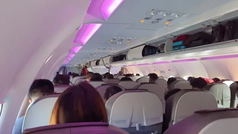 flight inside view filled with passenger... | Stock Video | Pond5