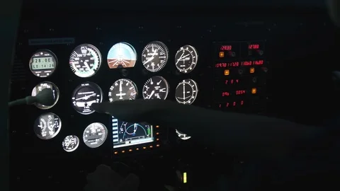 Flight instructor explaining and pointing at each display Video stock 99138510