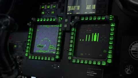 Flight Instruments Inside Cockpit Of Apache Helicopter. - close up Stock-Footage 237062922
