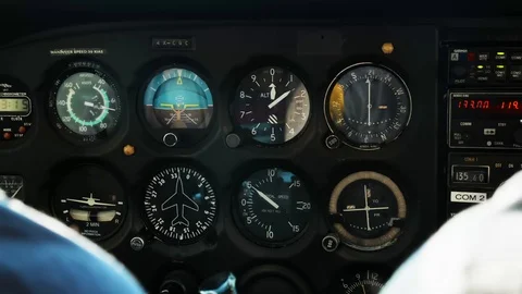 Flight instruments of a small aircraft Stock Footage 114606781