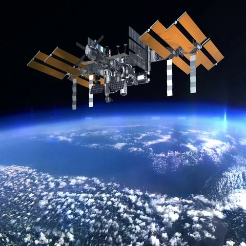 Flight Of The International Space Station 3D Animation Stock Footage 69712098